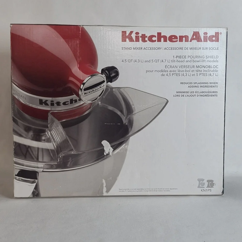 KitchenAid Genuine KN1PS 1-Piece Pouring Shield for 4.5 or 5 Quart Stand Mixers